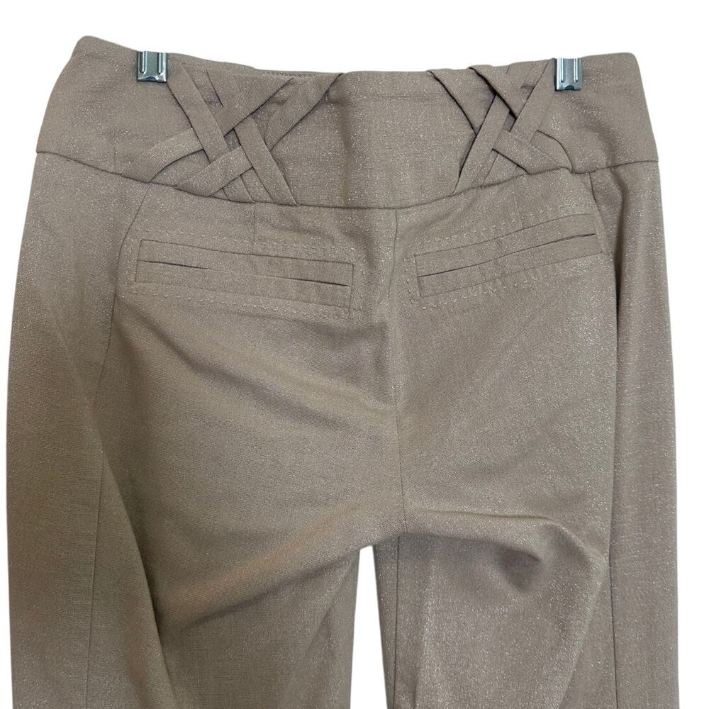 Vintage bebe Pants Made USA Size 2 Taupe Metallic Shimmer Straight Leg Y2K - Picture 6 of 11